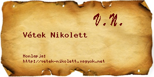 Vétek Nikolett névjegykártya
